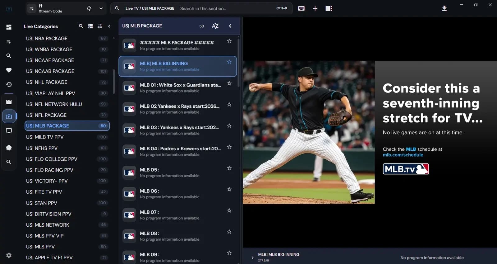 IPTV Map MLB Baseball Season Pass IPTV Map Major League Baseball MLB Package Live 60FPS High Frame Rate Stream