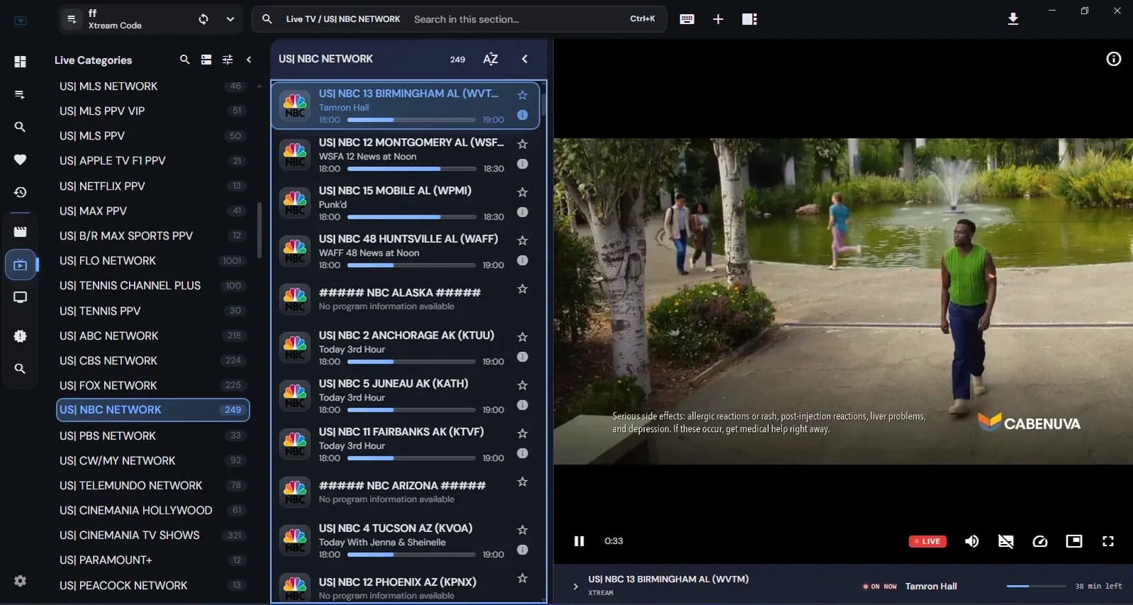 IPTV Map NBC Regional Affiliates IPTV Map NBC Network & Regional US Affiliates Channel Zapping Interface